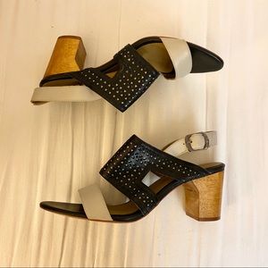 Nina Payne Block Sandals • Black/Tan